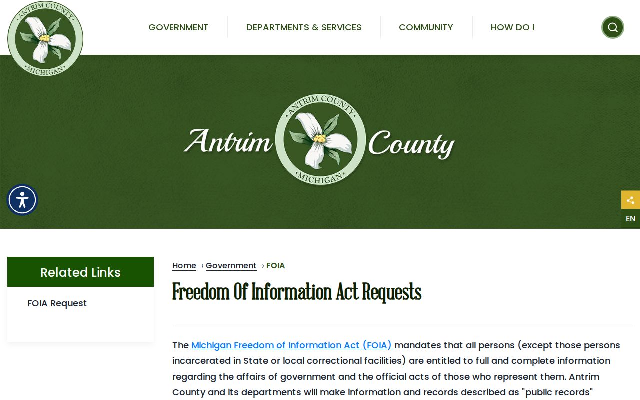 Antrim County court records FOIA request information