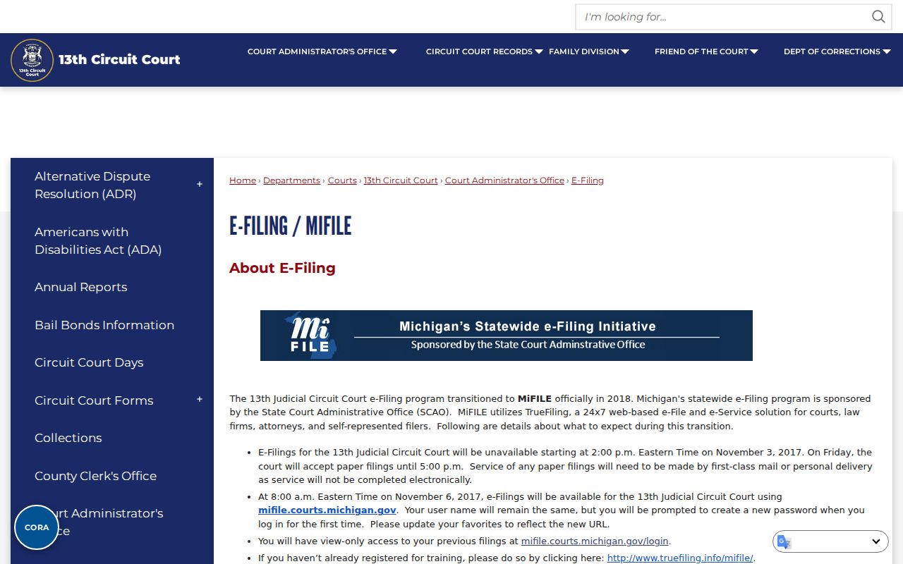 Antrim County court docket MiFILE electronic filing information