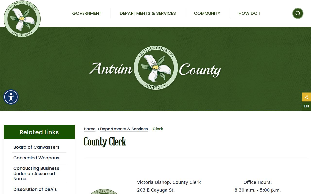 Antrim County court docket County Clerk records information