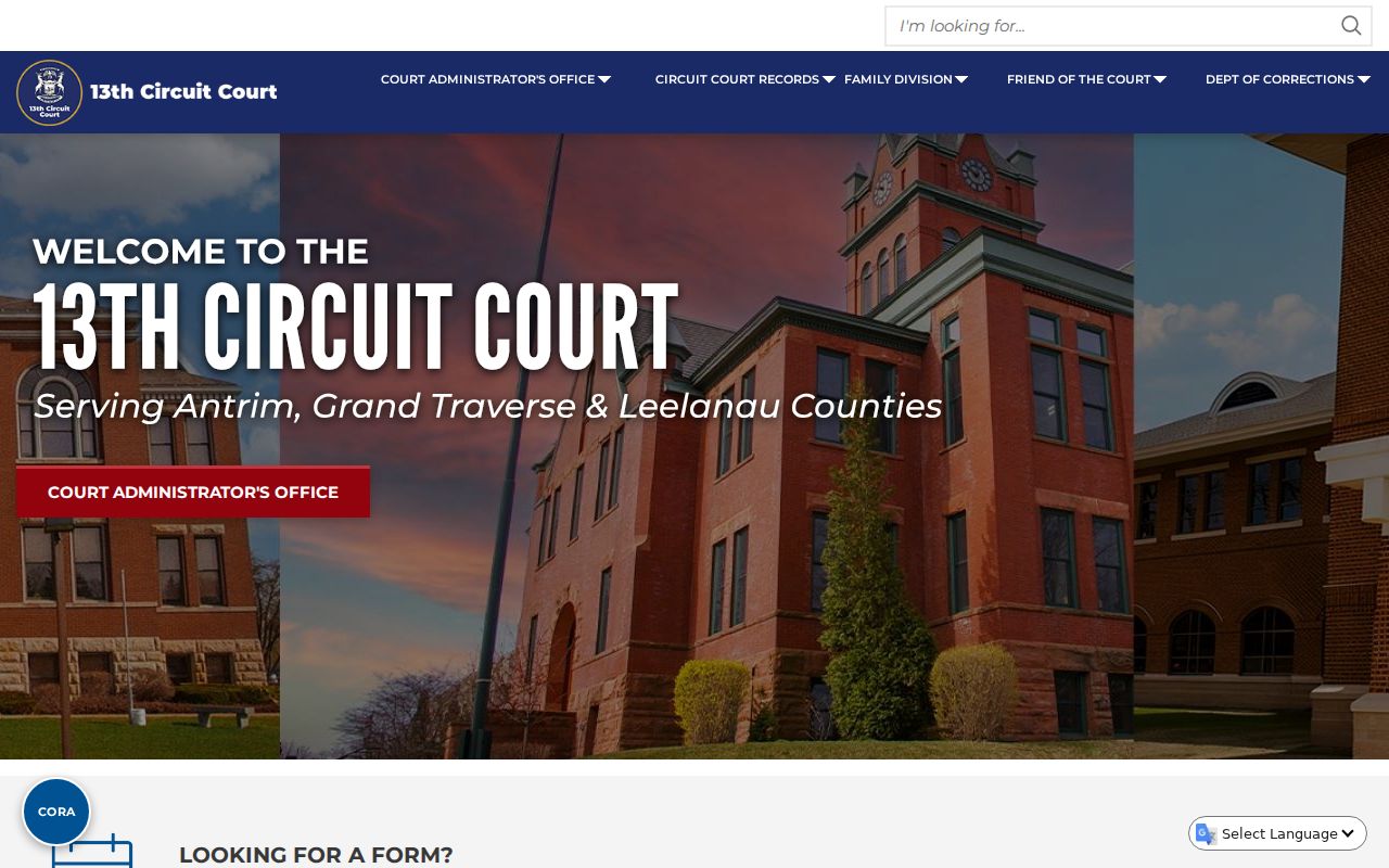 Central Lake court docket reference showing 13th Circuit Court public-terminal and records access information