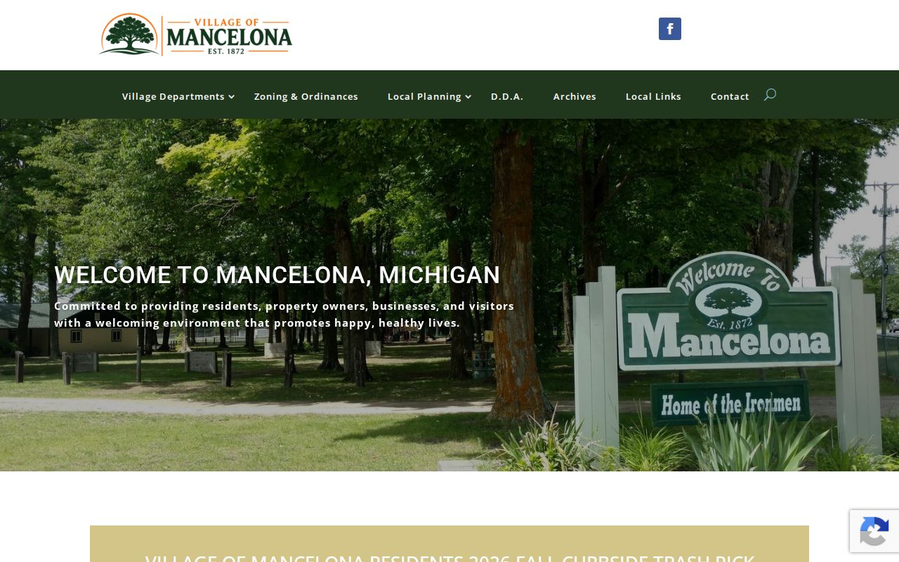 Mancelona court docket reference showing the official village history and public-record source